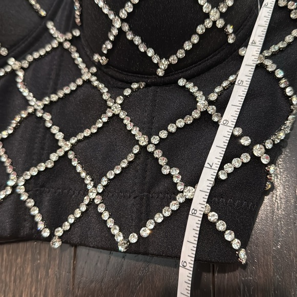 🔵 Julia by Love J Embellished Black Rhinestone Corset Size L/LX - Picture 8 of 8